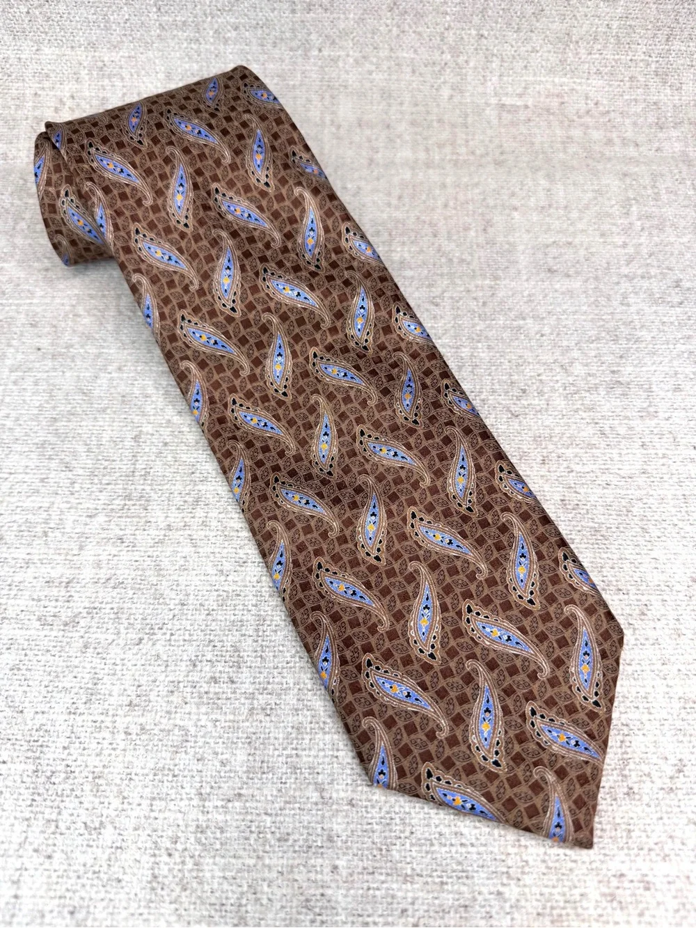 Robert Talbott Carmel‎ Best of Class Silk Tie hand-sewn paisley brown and blue